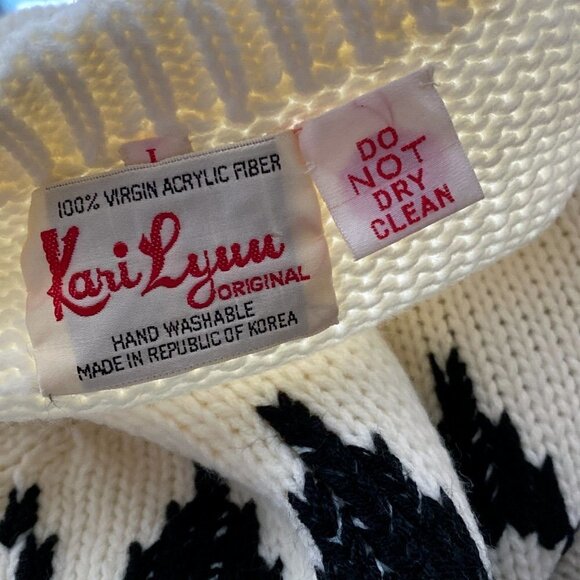 Vintage Kari Lynn Virgin Acrylic Geometric Print Fairisle Zip Shoulder Pullover - Picture 7 of 7